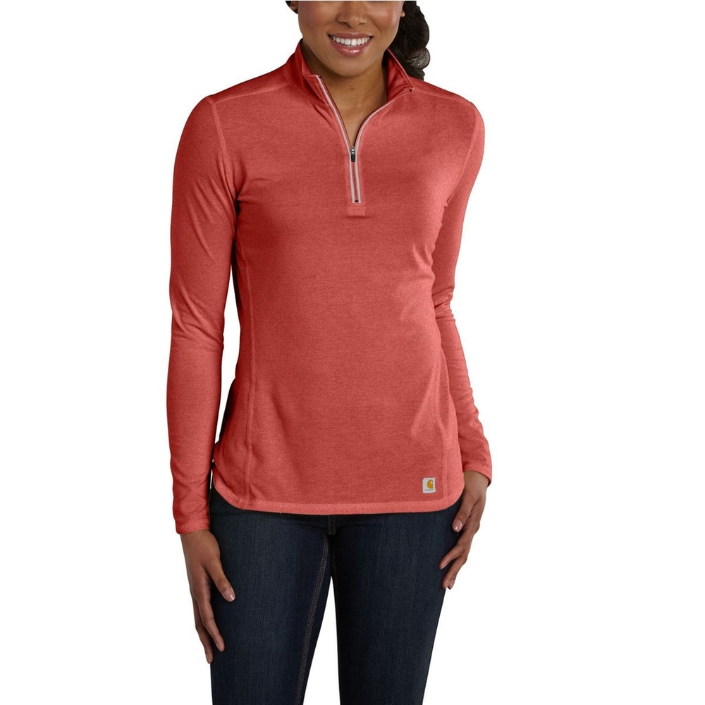 Carhartt Women's Wild Rose Heather Force Quarter Zip Shirt